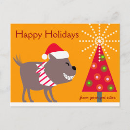 Cartão Postal De Festividades Cachorro Bandana e laranja-árvore de Natal