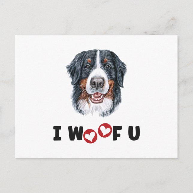 Cartão Postal De Festividades Cachorro da Montanha Bernese I Wooy You (Frente)