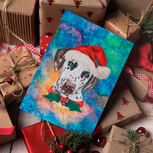 Cartão Postal De Festividades Cachorro da Raça Dálmata Natal