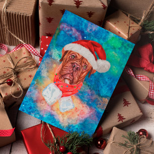 Cartão Postal De Festividades Cachorro da Raça Mastim Francês Natal