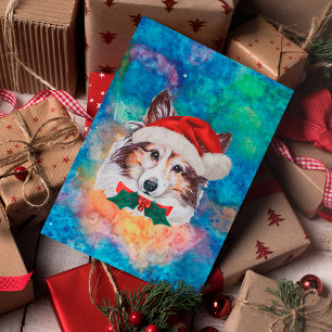 Cartão Postal De Festividades Cachorro da Raça Sheltie Natal
