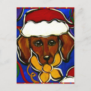 Cartão Postal De Festividades Cachorro Dachshund Fofo de Férias