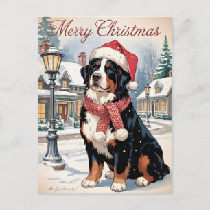 Cartão Postal De Festividades cachorro de montanha bernês Natal personalizado 
