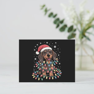 Cartão Postal De Festividades Cachorro de Natal Dachshund Papai Noel Xmas Wiener