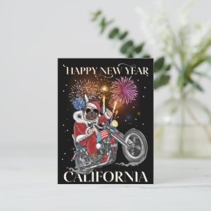 Cartão Postal De Festividades Cachorro Dirige uma Motocicleta para a Califórnia