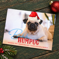 Cachorro Pug Bah Humpug Foto de Natal Engraçada Pe