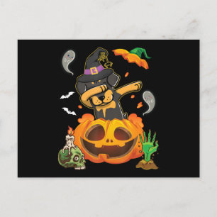 Cartão Postal De Festividades Cachorro Rottweiler Fazendo Dab Para Ovo de Abóbor
