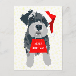 Cartão Postal De Festividades Cachorro Schnauzer De Natal Com Cartão-Postal De S