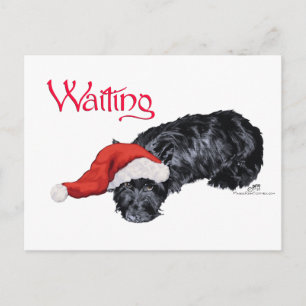 Cartão Postal De Festividades Cachorro Scottie Esperando por Papais noeis