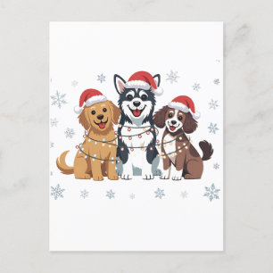 Cartão Postal De Festividades Cachorro Siberiano Engraçado Na Árvore De Natal