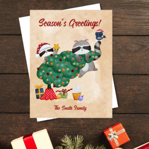 Cartão Postal De Festividades Cachorros Cachorros Aquarela Natal