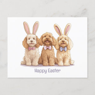 Cartão Postal De Festividades Cachorros de Goldendoodle felz pascoa
