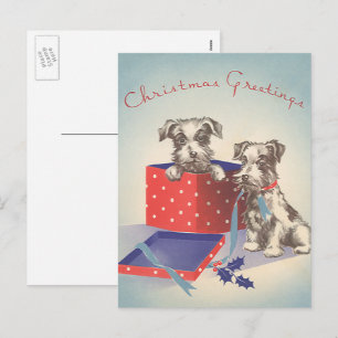 Cartão Postal De Festividades Cachorros De Papoila, Natais vintages Saudações