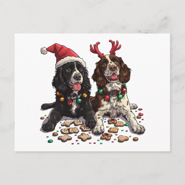 Cartão Postal De Festividades Cachorros do Cocker Spaniel Natal (Frente)