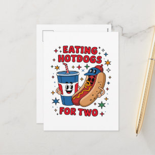 Cartão Postal De Festividades Cachorros-quentes Lindos de 4 de Julho