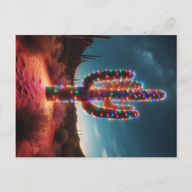 Cartão Postal De Festividades Cacto do deserto do sudoeste do Natal (Frente)