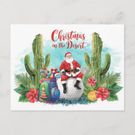 Cartão Postal De Festividades Cactus de Natal do Deserto de Golfe Papai Noel Gol