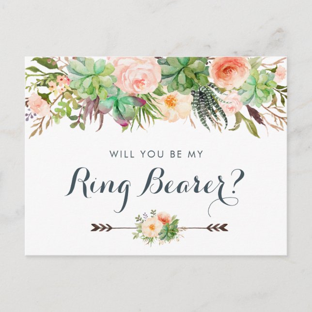 Cartão Postal De Festividades Cactus Suculents Floral Greenere Você Será Meu (Frente)