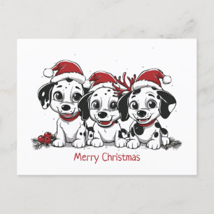 Cartão Postal De Festividades Cães Dalmacianos Feliz de Natal