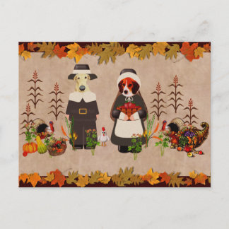 Cartão Postal De Festividades Cães de Ação de Graças