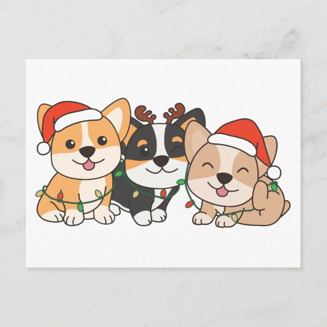 Cartão Postal De Festividades Cães-de-Corte de Corgi (Frente)