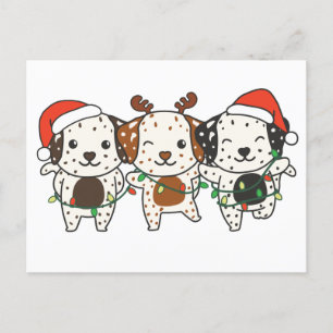 Cartão Postal De Festividades Cães de Natal Dalmáticos Cachorros
