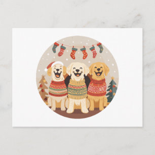 Cartão Postal De Festividades Cães Labrador Retriever de Natal