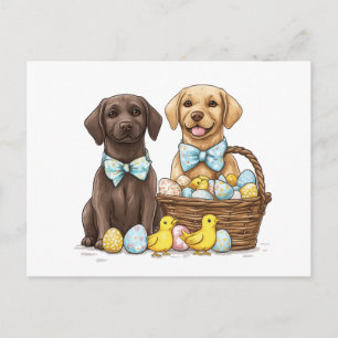 Cartão Postal De Festividades Cães Labrador Retriever de Páscoa