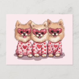 Cartão Postal De Festividades Cães Pomeranianos dias de os namorados
