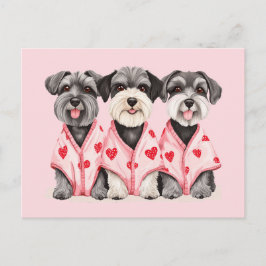 Cartão Postal De Festividades Cães Schnauzer no Dia dos Namorados