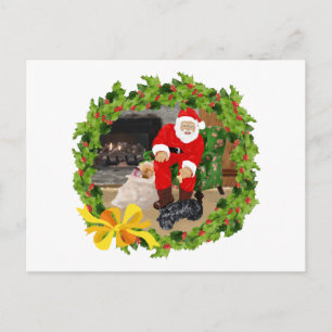Cartão Postal De Festividades Cães Scottie no Natal