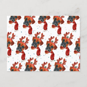 Cartão Postal De Festividades Caixa de Natal com Antílope de Rena Cachorro Boxer