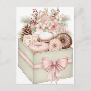 Cartão Postal De Festividades Caixa de Presente de Natal Pastel Festiva e Elegan