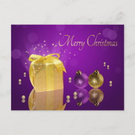 Cartão Postal De Festividades Caixa de presentes de Natal de ouro