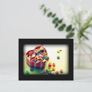 Cartão Postal De Festividades Caixa do Coração do namorados Candy