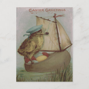 Cartão Postal De Festividades Calçado Pintinho de Ovo de páscoa