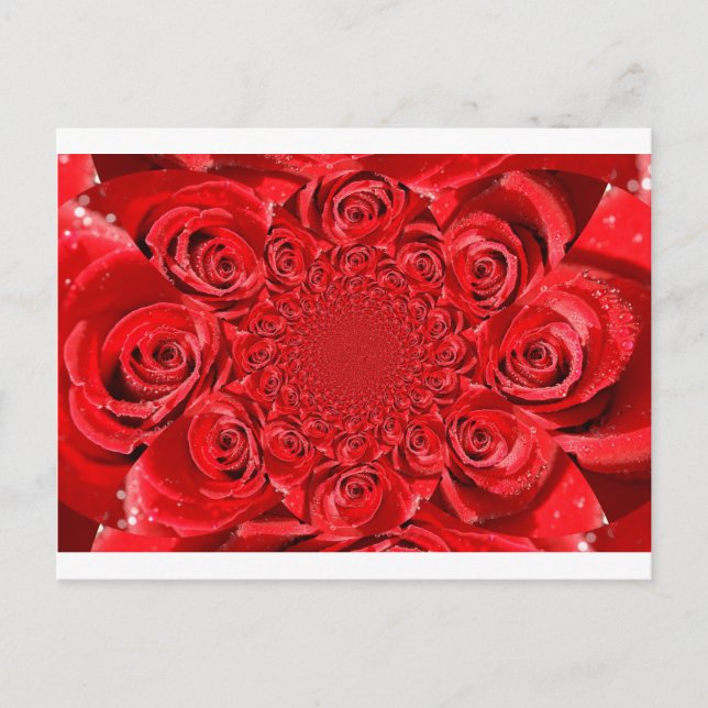 Cartão Postal De Festividades Caleidoscópio Rosa vermelha: Arte Feliz dia de os  (Frente)