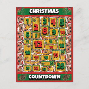 Cartão Postal De Festividades Calendário Airedale de Contagem de Cachorros para