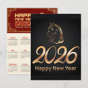 Cartão Postal De Festividades Calendário Chinês de Parede do Ano do Cavalo 2026