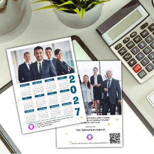 Cartão Postal De Festividades Calendário Corporativo 2027 Código QR Logo Foto da