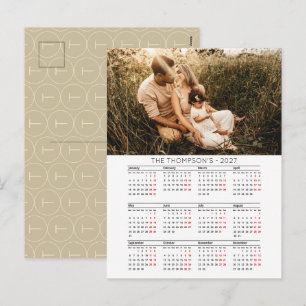 Cartão Postal De Festividades Calendário de 12 Meses com Foto da Família de 2027