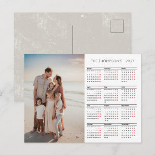 Cartão Postal De Festividades Calendário de 12 Meses Foto de Família Rústica 202