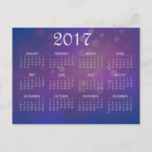 Cartão Postal De Festividades Calendário de Ano Novo 2017 Colorido Simples