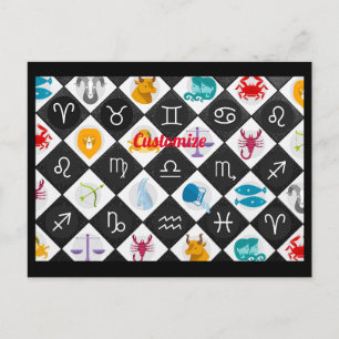 Cartão Postal De Festividades Calendário de Astrologia de Sinal Sun Zodiac Thund