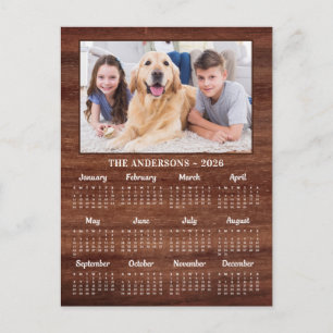 Cartão Postal De Festividades Calendário de Fotos de Família com Animais de Esti