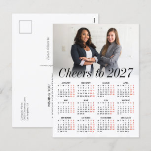 Cartão Postal De Festividades Calendário de Negócios Minimalista com Foto de Log