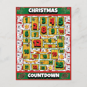 Cartão Postal De Festividades Calendário do Advento de Natal Contagem Regressiva