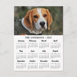 Cartão Postal De Festividades Calendário do Ano Novo 2027 com Foto Personalizada