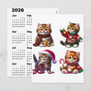 Cartão Postal De Festividades Calendário Mágico de Gatos de Férias Edição de Dez