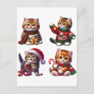 Cartão Postal De Festividades Calendário Mágico de Gatos de Férias Edição de Dez